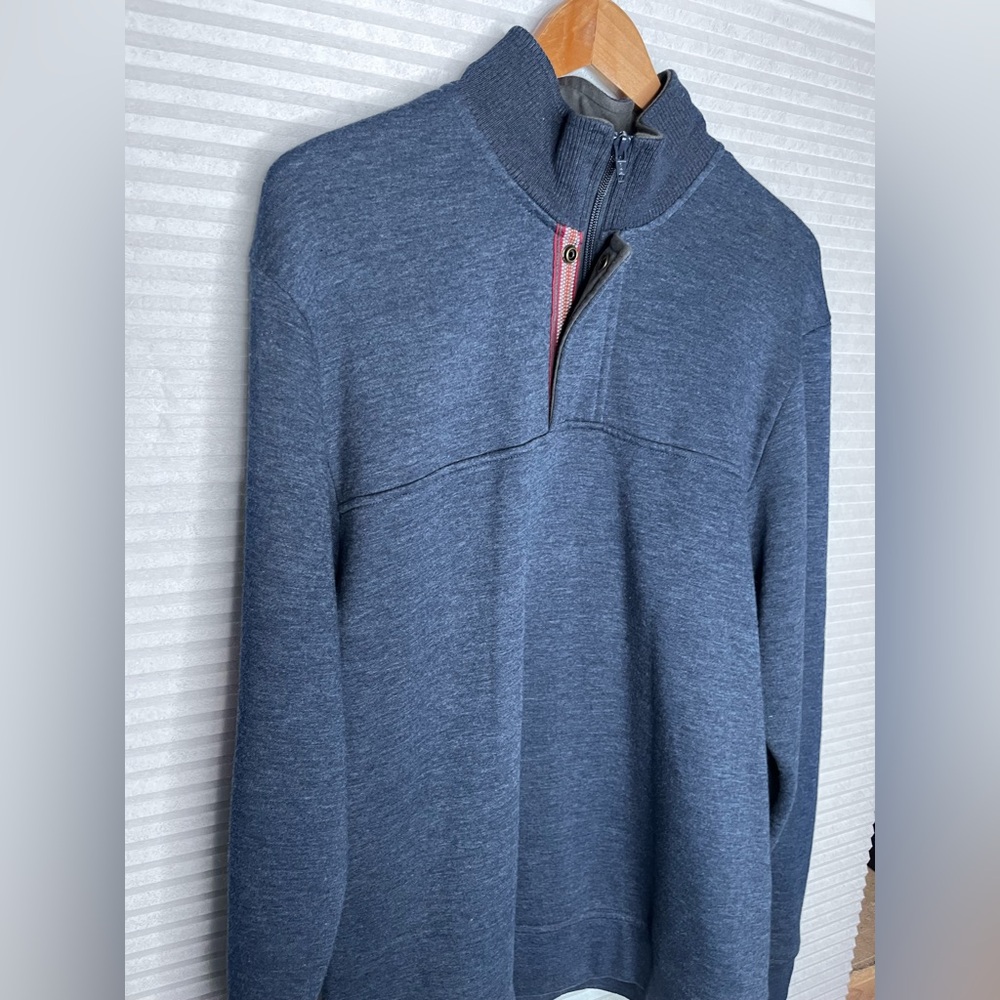 Orvis Men's Pullover Sweatshirt Fleece Lined Quarter Zip Outdoor Size L Blue - Picture 10 of 15